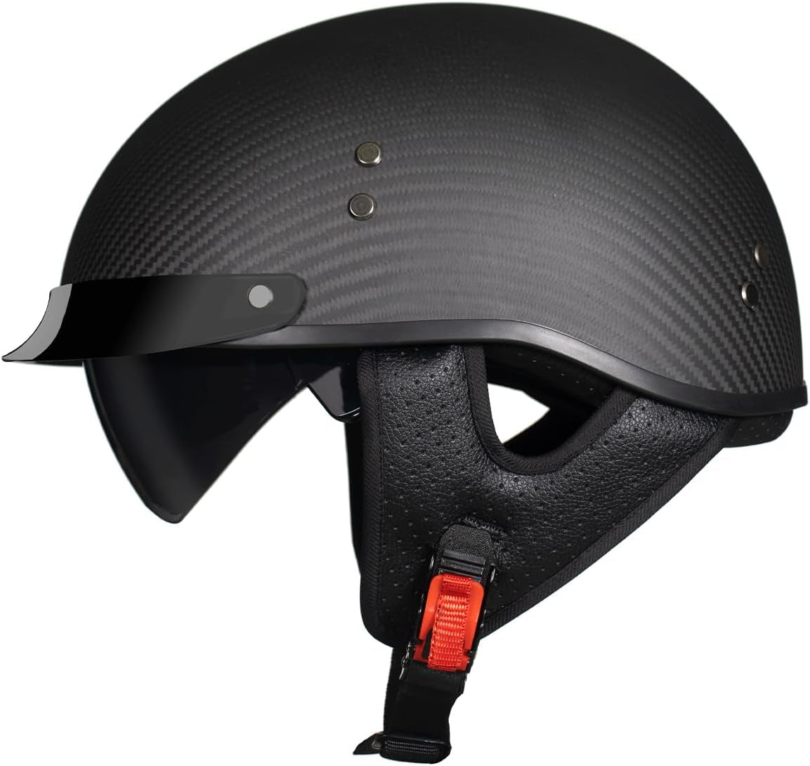 Carbon Fiber DOT Motorcycle Helmet Summer Motorcycle Hard Hat Matte Retro Half Helmet
