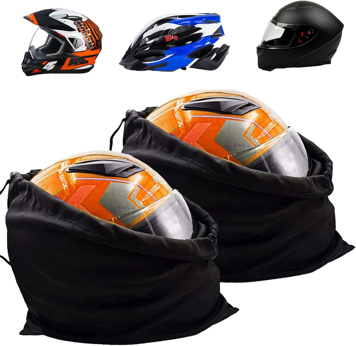 Motorcycle Helmet Bag Ski Bag Hockey Bag Lightweight Backpack Large Storage Carrying Bags for Sport Riding Travel Motorcycle Bicycle Made of Nylon Cloth with Drawstring Bag (L*2 Pack