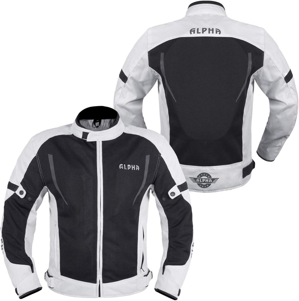 HI VIS MESH MOTORCYCLE JACKET for MENS RIDING BIKERS RACING DUAL SPORTS BIKE ARMORED PROTECTIVE... (GRAY, LARGE)