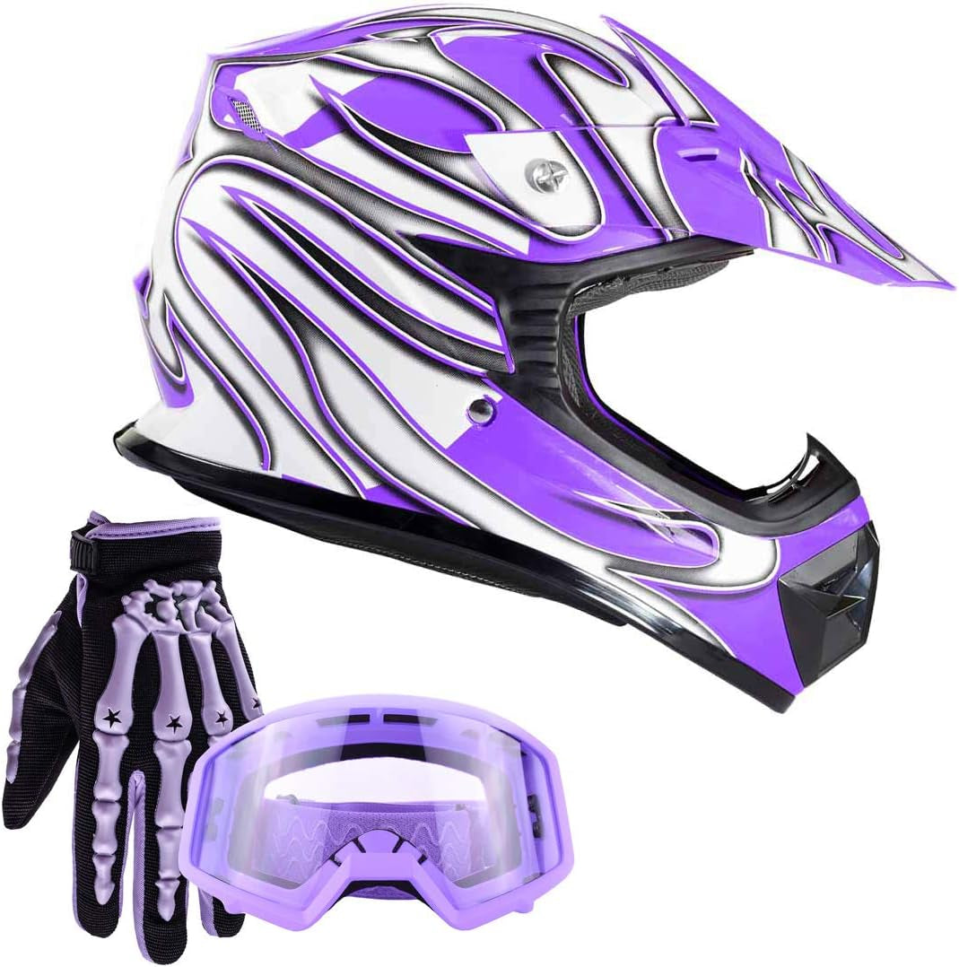 Typhoon Youth Kids Offroad Gear Combo Helmet Gloves Goggles DOT Motocross ATV Dirt Bike MX Motorcycle