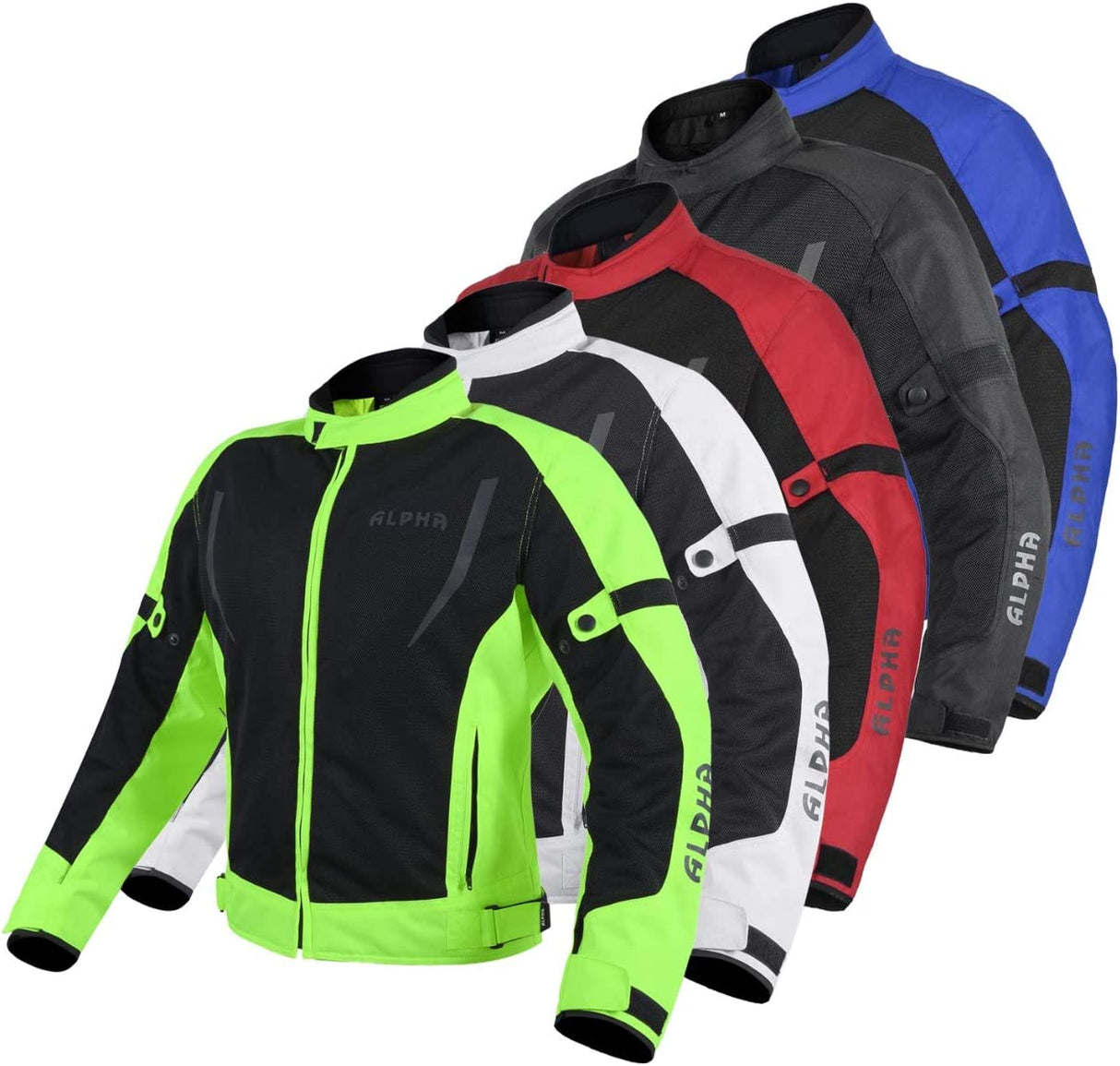 HI VIS MESH MOTORCYCLE JACKET for MENS RIDING BIKERS RACING DUAL SPORTS BIKE ARMORED PROTECTIVE… (HI VIZ GREEN, 3X-LARGE)