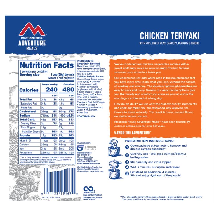 Mountain House Chicken Teriyaki with Rice Pouch
