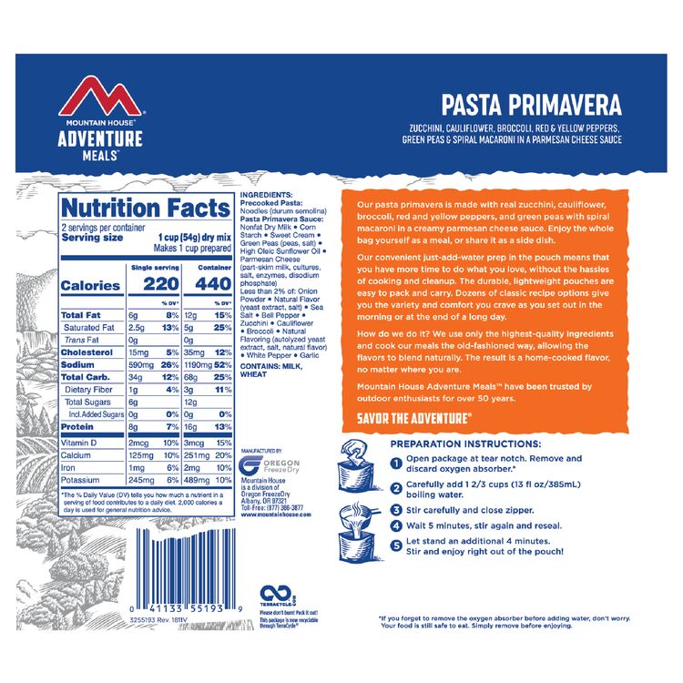 Mountain House Pasta Primavera Pouch