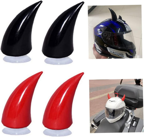 Motorcycle Helmet Horns, 4PCS Helmet Devil Horn with Suction Cup, Waterproof Helmet Horns, Helmet Accessories Decoration for Motorbike Bicycle Motorcycle