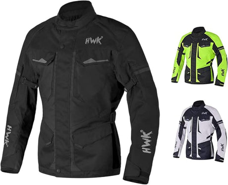 Adventure Touring Motorcycle Jacket for Men, Water Resistant Cordura Textile Biker Jacket for Men, Durable and Stylish Moto Gear with CE Armor for Enduro Motorbike Riding - Black, 3XL