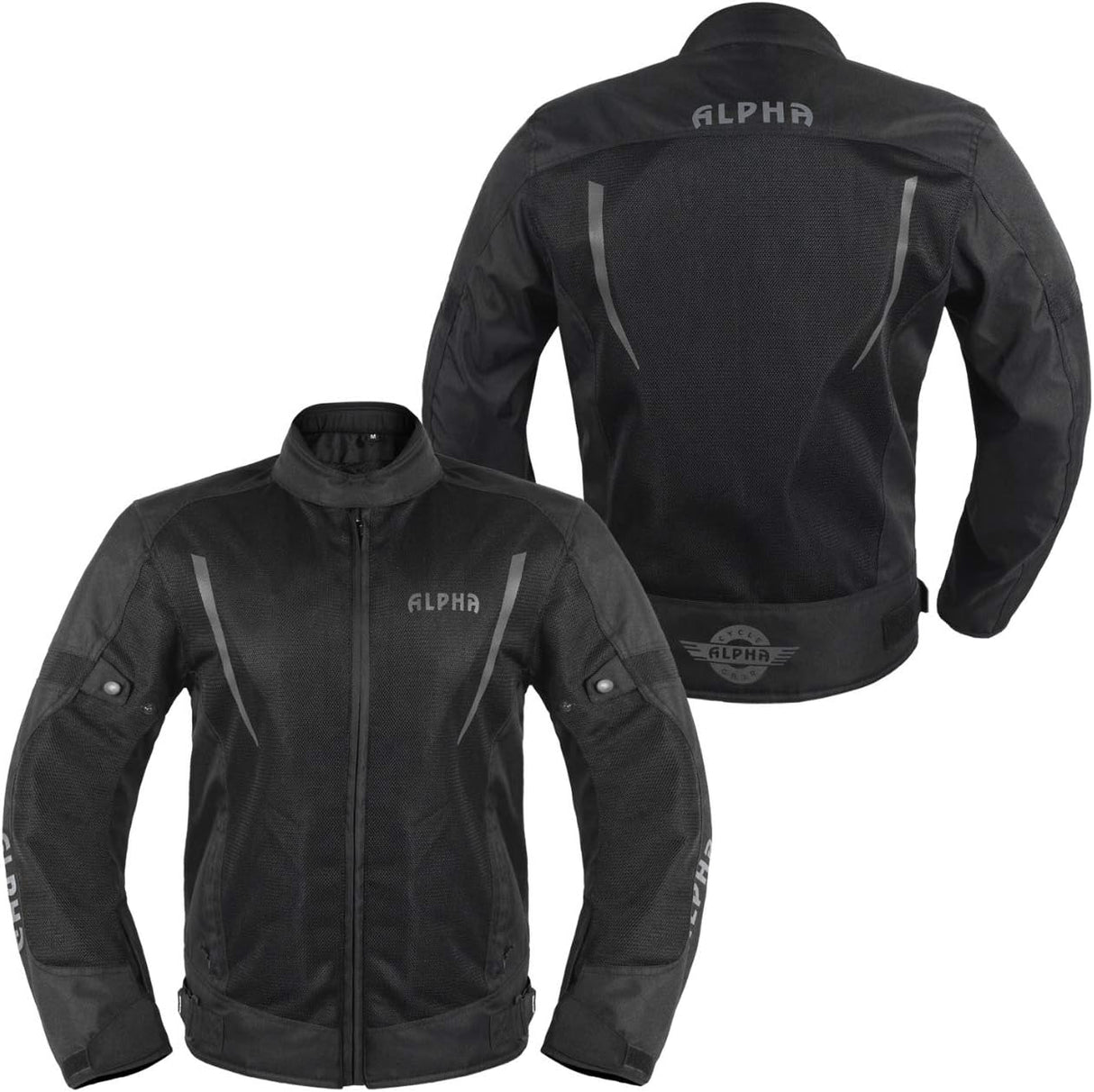 HI VIS MESH MOTORCYCLE JACKET for MENS RIDING BIKERS RACING DUAL SPORTS BIKE ARMORED PROTECTIVE… (BLACK, MEDIUM)