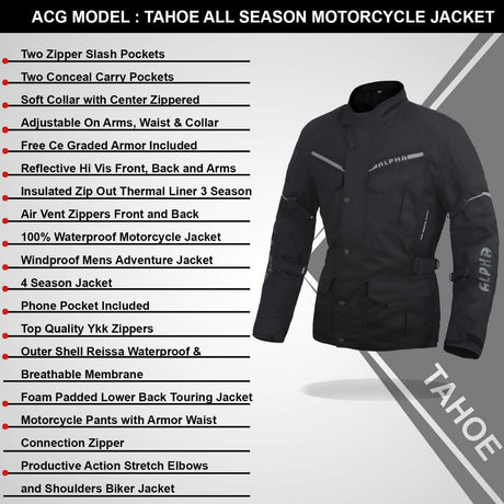 ACG TAHOE-J106 MOTORCYCLE ADV JACKET (BLACK, SMALL)