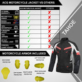 ACG TAHOE-J106 MOTORCYCLE ADV JACKET (BLACK/RED, 4X-LARGE)