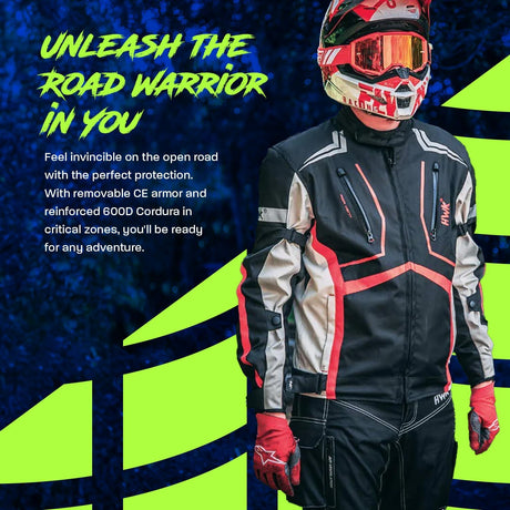 Scorpion Motorcycle Jacket for Men & Women, Motor Bike Jacket and Motorcycle Gear with Body Armor Foam Padding & Breathable Cordura Fabric, Reflective Jacket for Night Visibility - Red, Medium