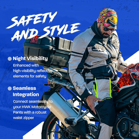 Adventure Touring Motorcycle Jacket for Men, Water Resistant Cordura Textile Biker Jacket for Men, Durable and Stylish Moto Gear with CE Armor for Enduro Motorbike Riding - Hi-Vis Green, 3XL