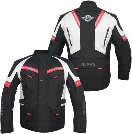 ACG TAHOE-J106 MOTORCYCLE ADV JACKET (BLACK/RED, LARGE)