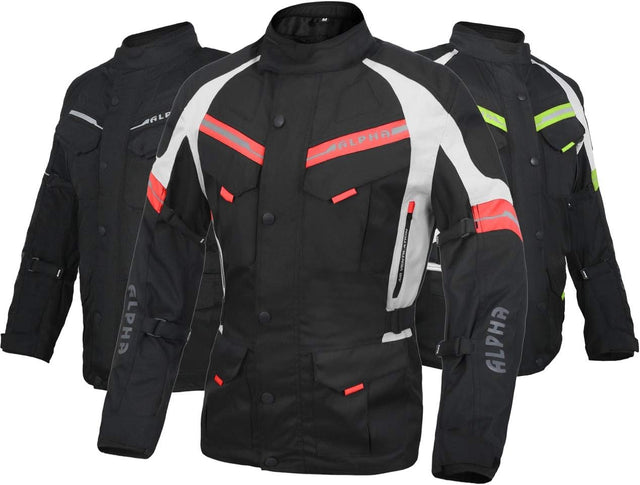 ACG TAHOE-J106 MOTORCYCLE ADV JACKET (BLACK/RED, LARGE)