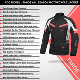 ACG TAHOE-J106 MOTORCYCLE ADV JACKET (BLACK/RED, LARGE)