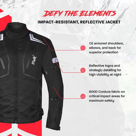Scorpion Motorcycle Jacket for Men & Women, Motor Bike Jacket and Motorcycle Gear with Body Armor Foam Padding & Breathable Cordura Fabric, Reflective Jacket for Night Visibility - Black, 3X-Large