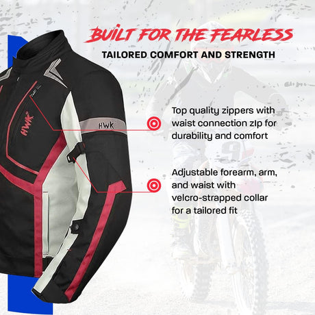 Scorpion Motorcycle Jacket for Men & Women, Motor Bike Jacket and Motorcycle Gear with Body Armor Foam Padding & Breathable Cordura Fabric, Reflective Jacket for Night Visibility - Red, Medium
