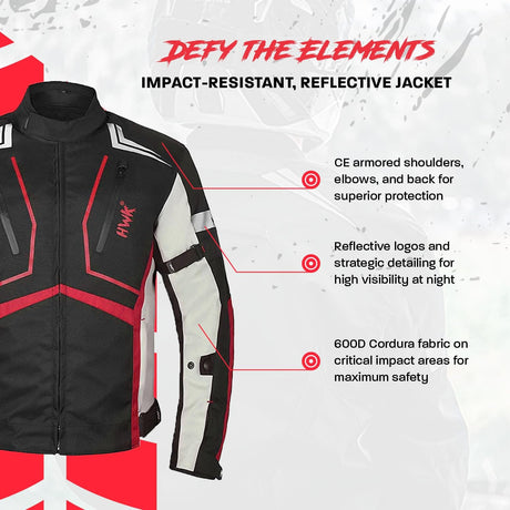 Scorpion Motorcycle Jacket for Men & Women, Motor Bike Jacket and Motorcycle Gear with Body Armor Foam Padding & Breathable Cordura Fabric, Reflective Jacket for Night Visibility - Red, Medium