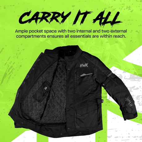 Adventure Touring Motorcycle Jacket for Men, Water Resistant Cordura Textile Biker Jacket for Men, Durable and Stylish Moto Gear with CE Armor for Enduro Motorbike Riding - Black, 3XL