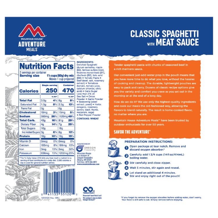 Mountain House Classic Spaghetti with Meat Sauce Pouch